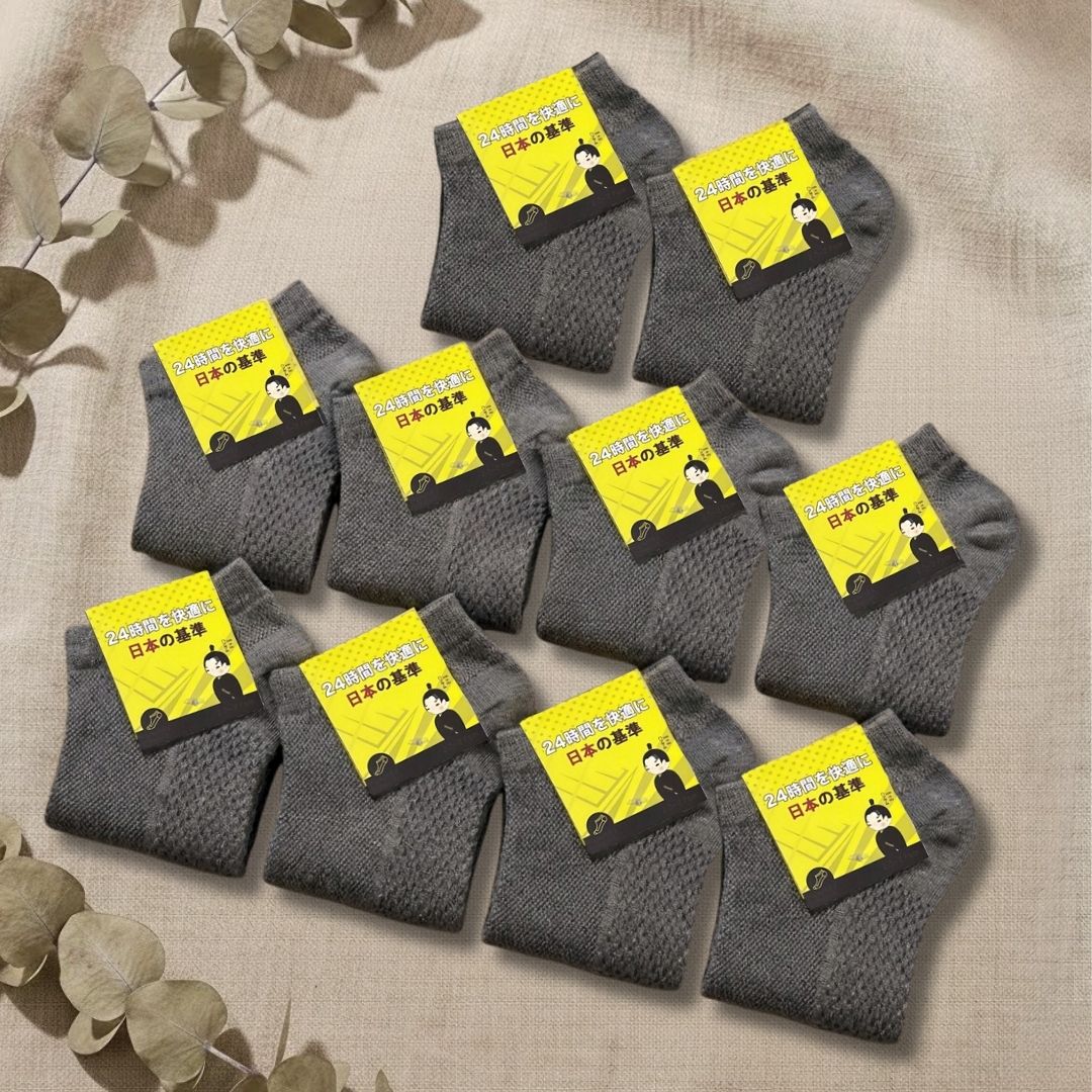 Combo of 10 pairs of Hansamu Shinobi daily socks BG14 Iron Grey