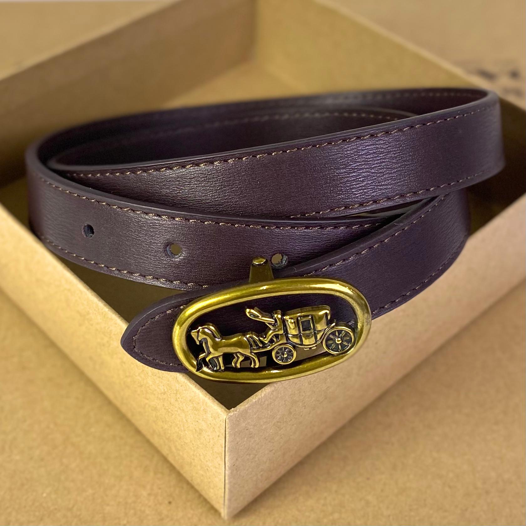 Dây Nịt Coach Logo Horse And Carriage Plaque DS D.Brown