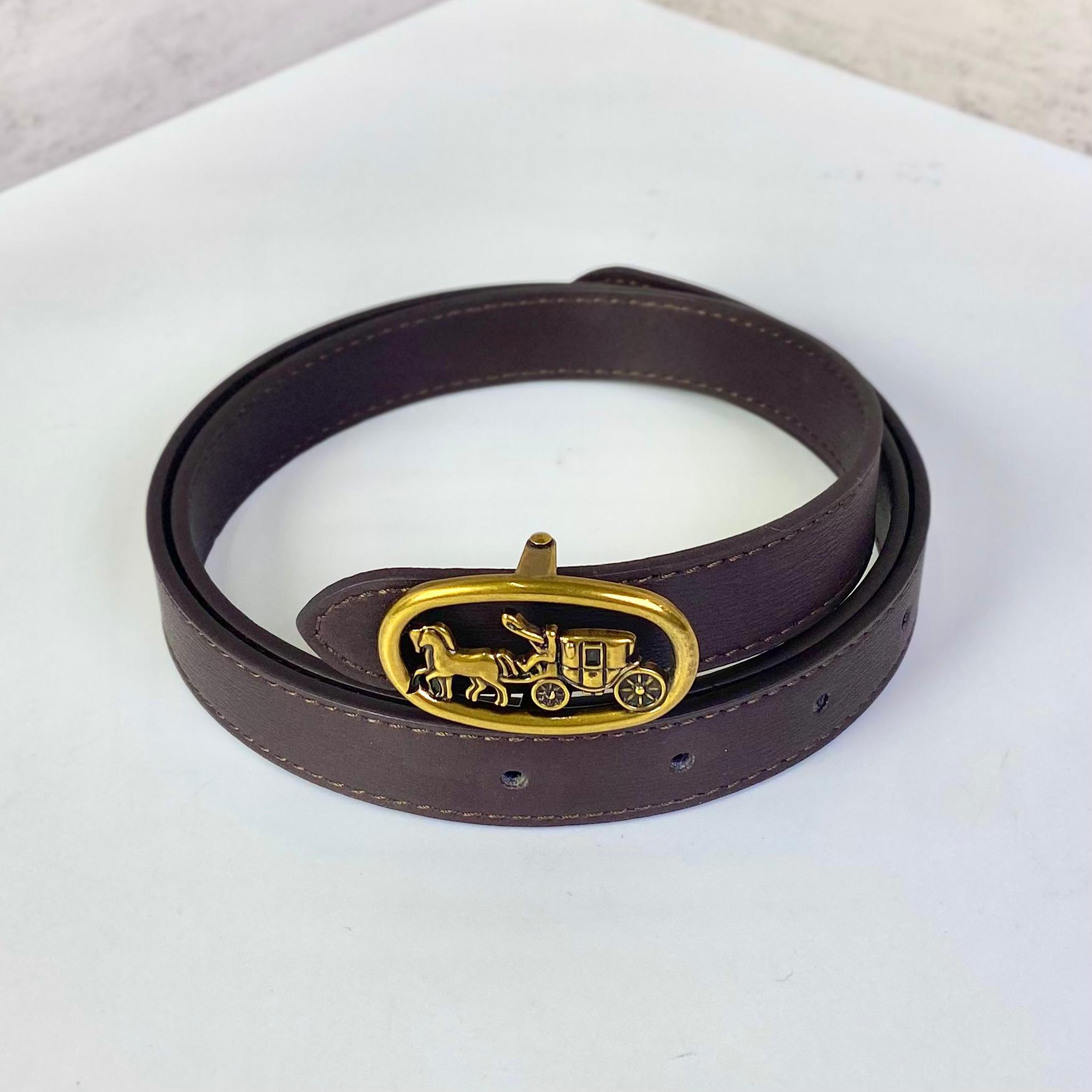 Dây Nịt Coach Logo Horse And Carriage Plaque DS D.Brown