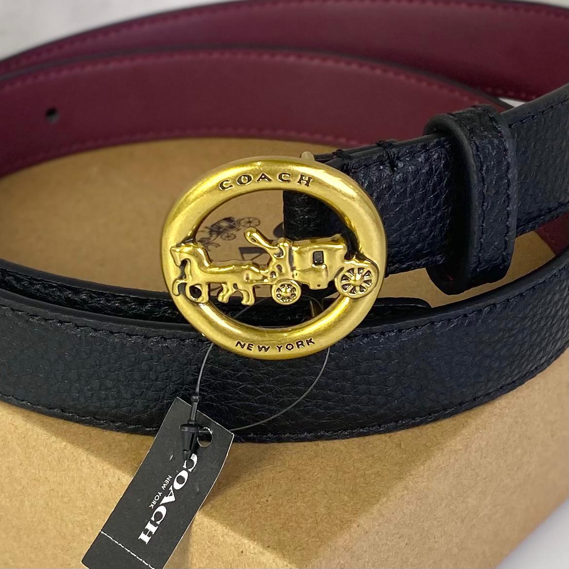 Dây Nịt Coach Logo Logo Horse And Carriage Plaque DS Black