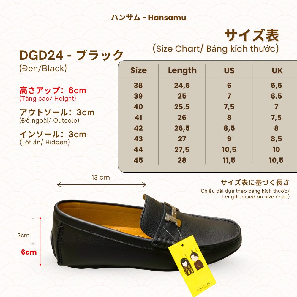 Hansamu Shin - 6cm Elevator Loafers DGD24 Black