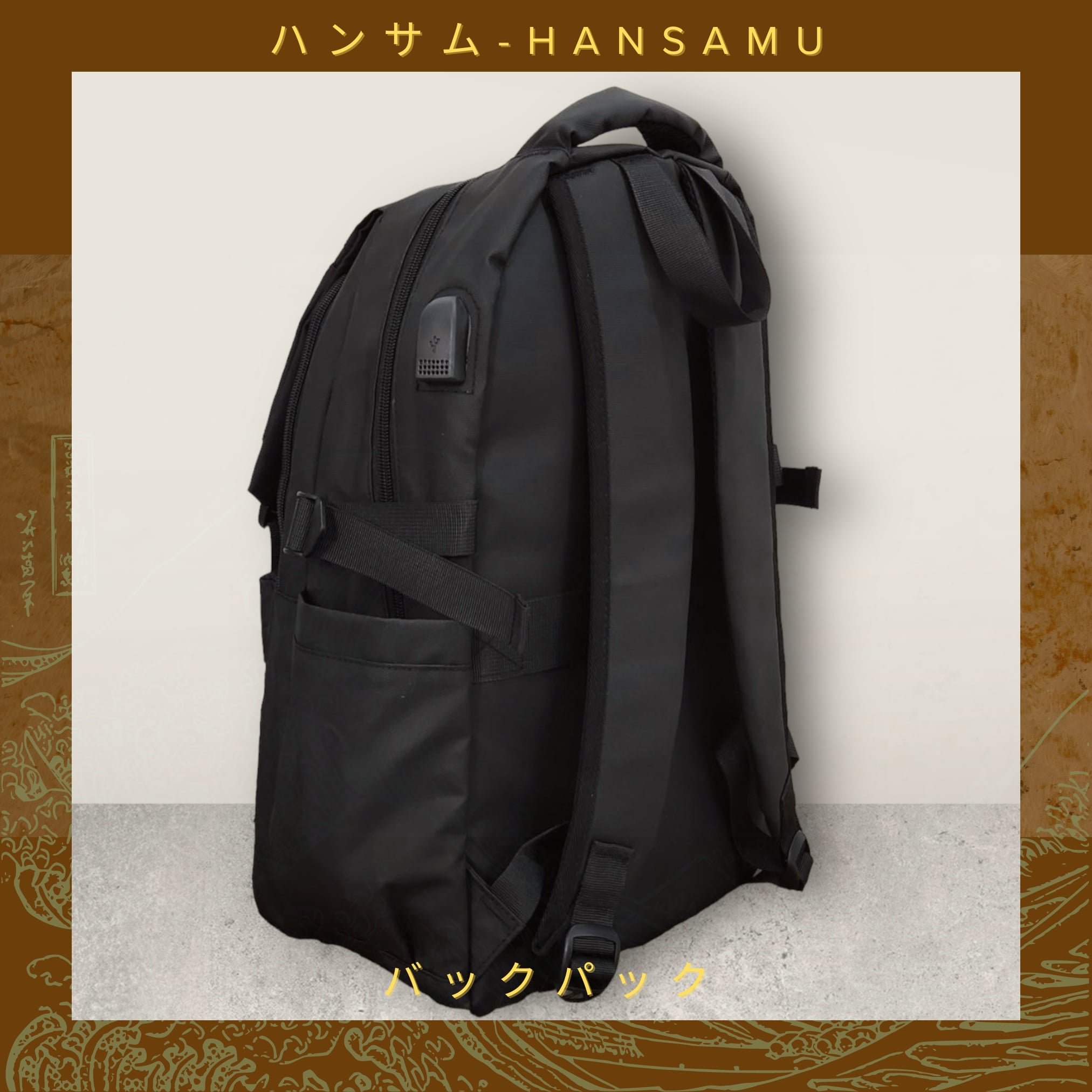 Hansamu versatile waterproof backpack CN Black