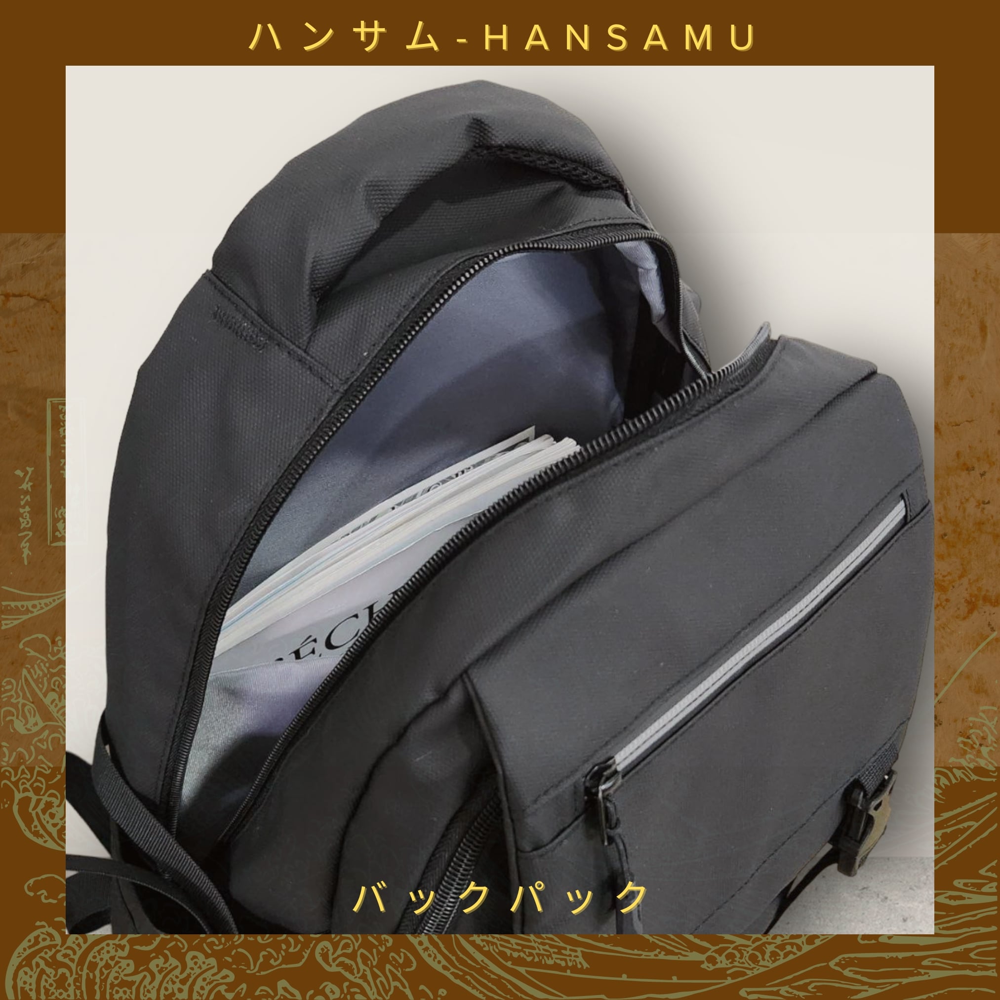 Hansamu versatile waterproof backpack CN Black