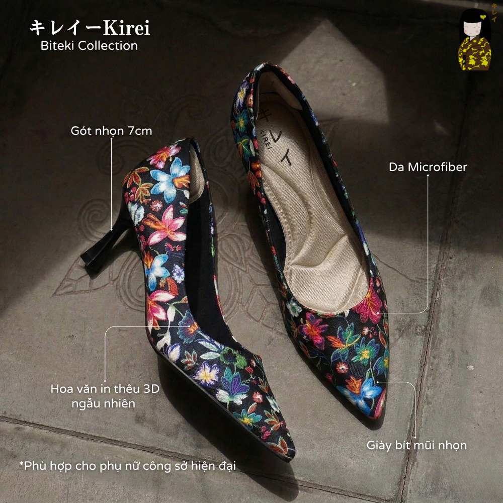 Kirei Biteki - Office Kitten Heel CP02 Black