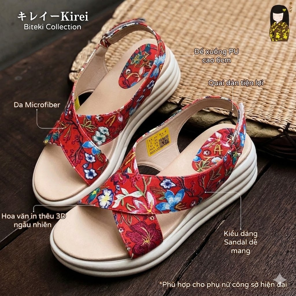 Kirei Biteki - Office Wedge Sandal CP09 Red