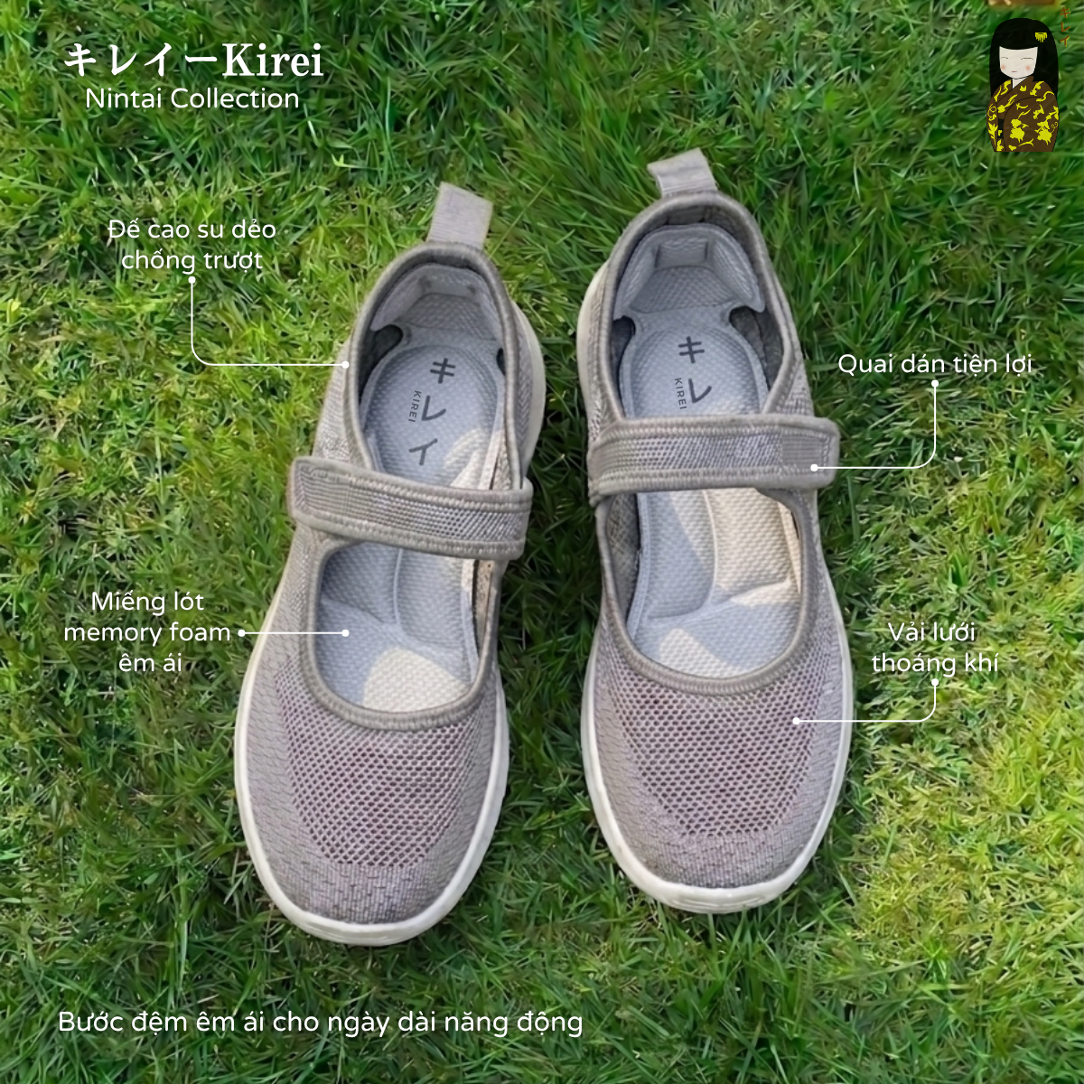 Kirei Nintai - Walk Slip-On BG02 Grey