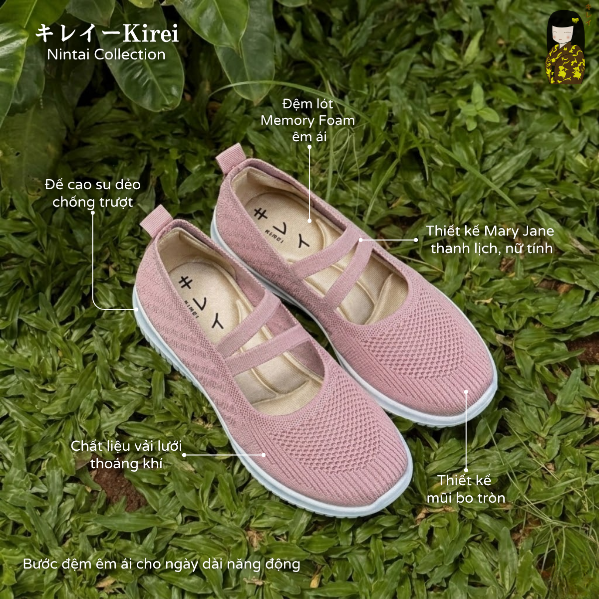 Kirei Nintai - Walk Slip-On BG5 Pink