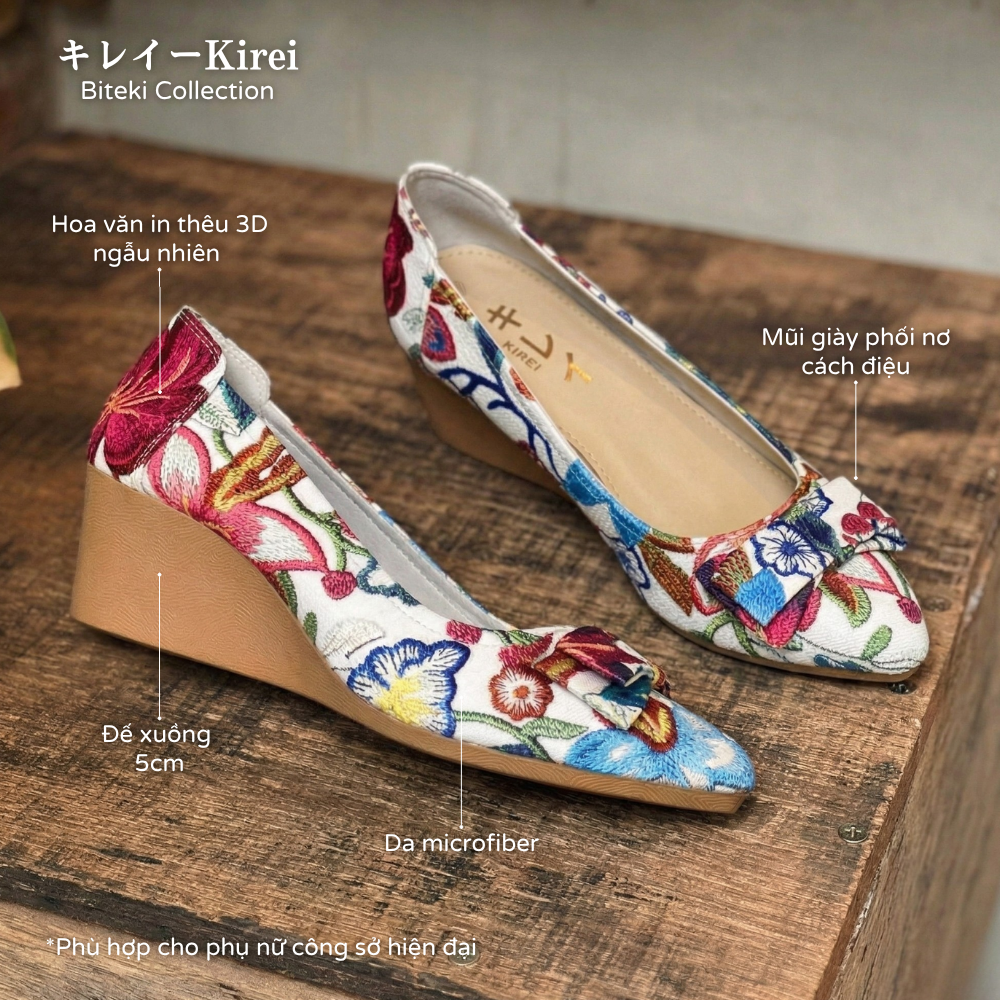 Kirei Office HI 3D Wedge Shoes FEP 5P Pink White