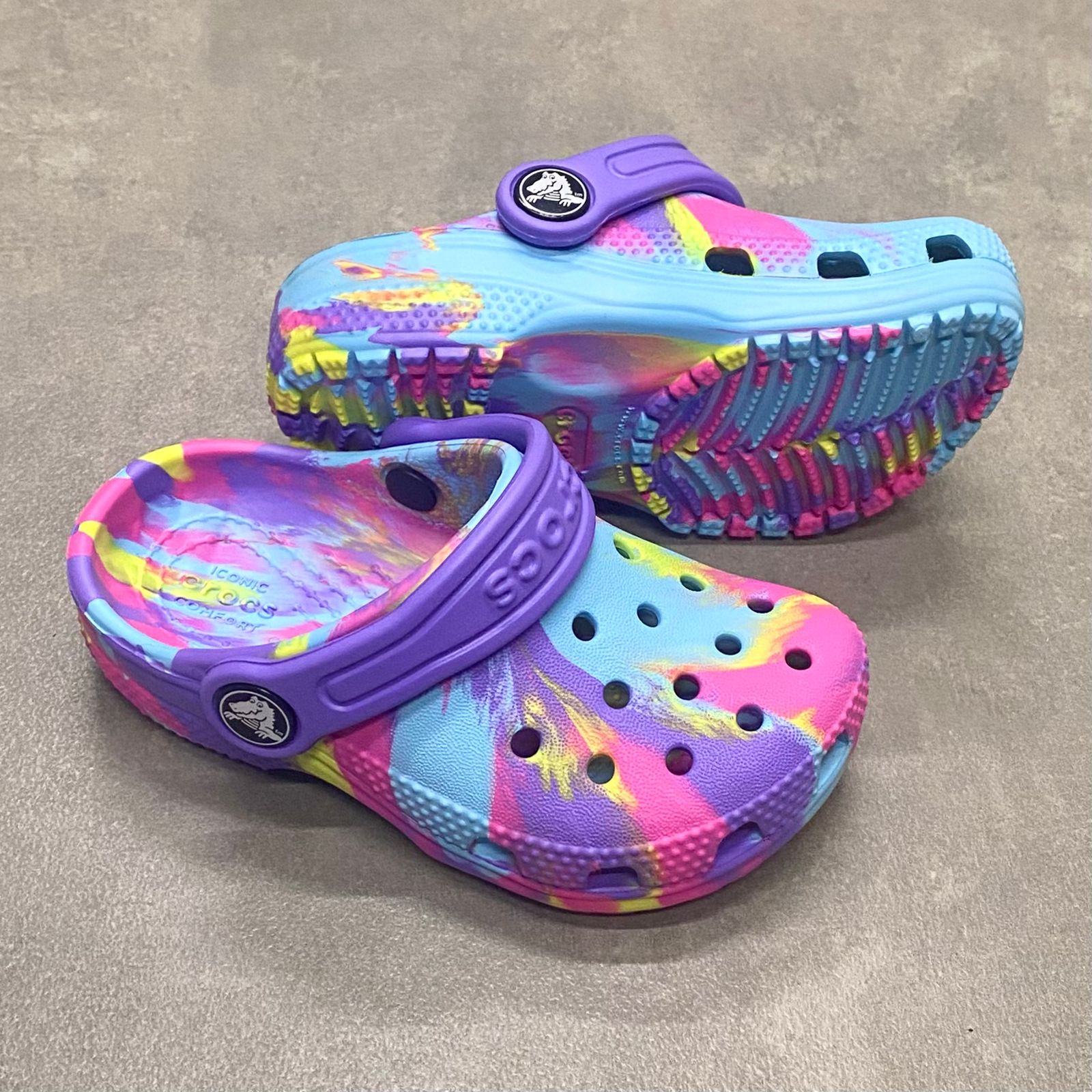 Dép Crocs Kid Classic Clog Loang HN Purple/Pink