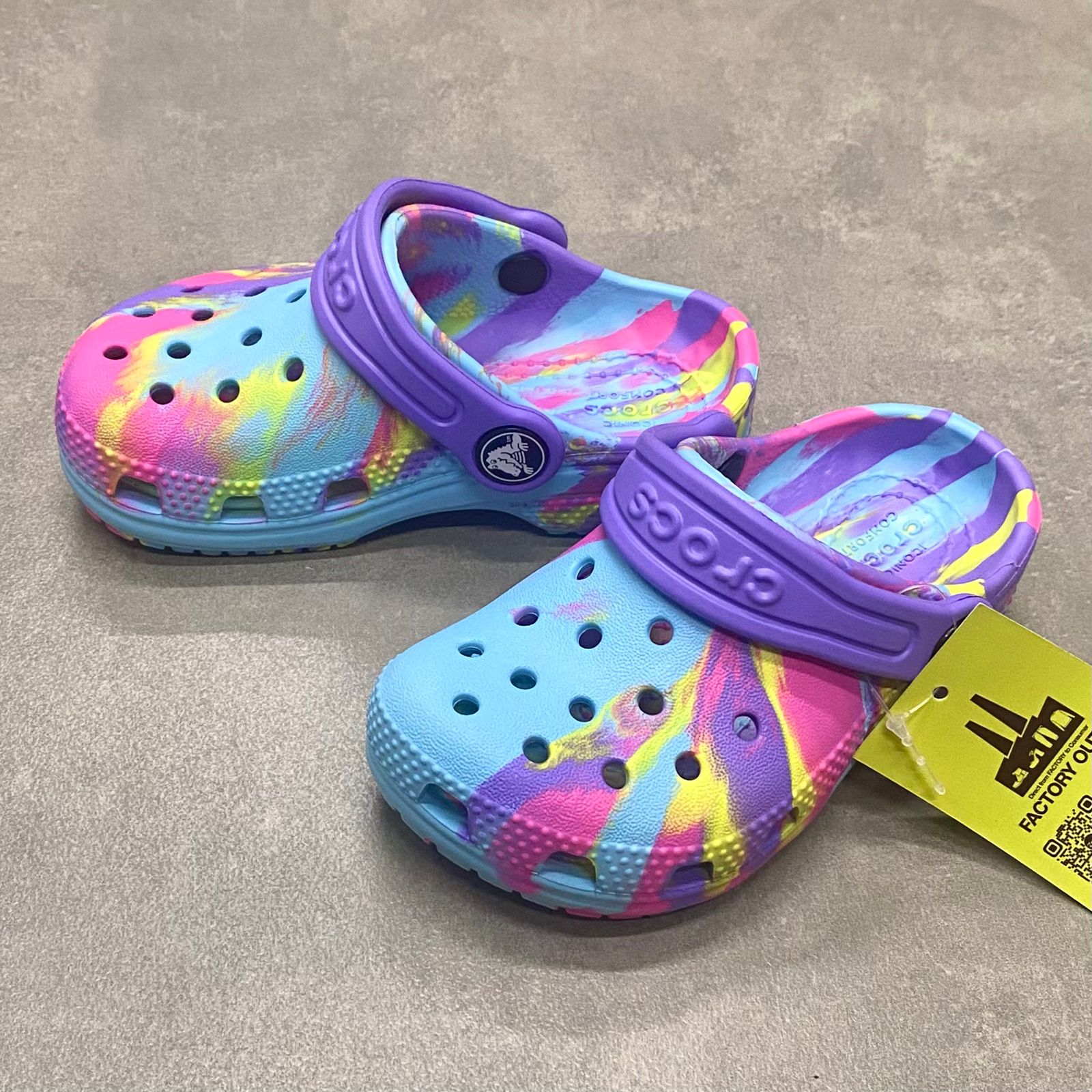 Dép Crocs Kid Classic Clog Loang HN Purple/Pink