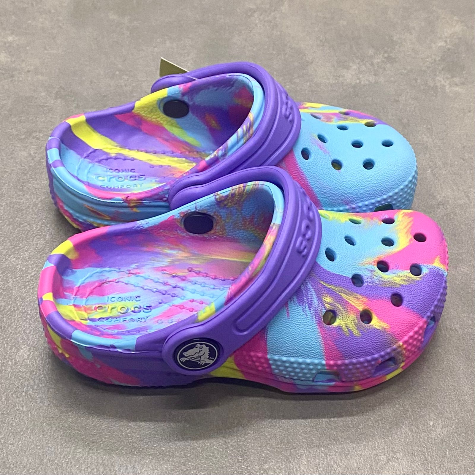 Dép Crocs Kid Classic Clog Loang HN Purple/Pink