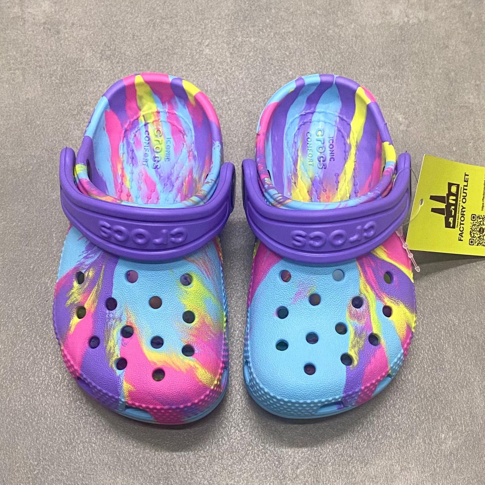 Dép Crocs Kid Classic Clog Loang HN Purple/Pink