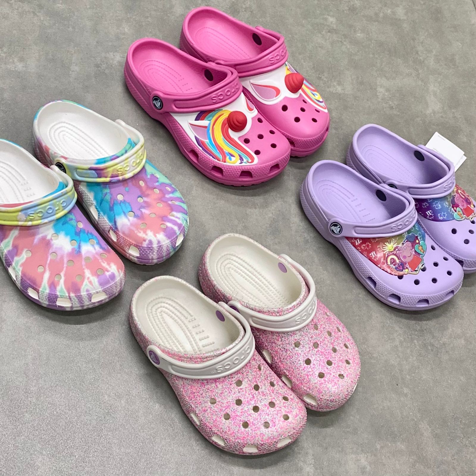 Dép Crocs Kid Clog Glitter HN White/Pink