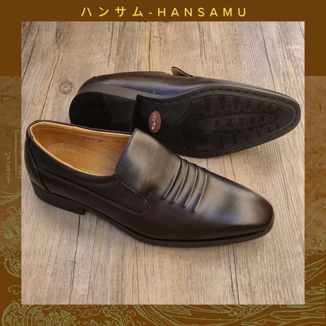 Giày tây Nhật Hansamu Office viền sóng HI Đen