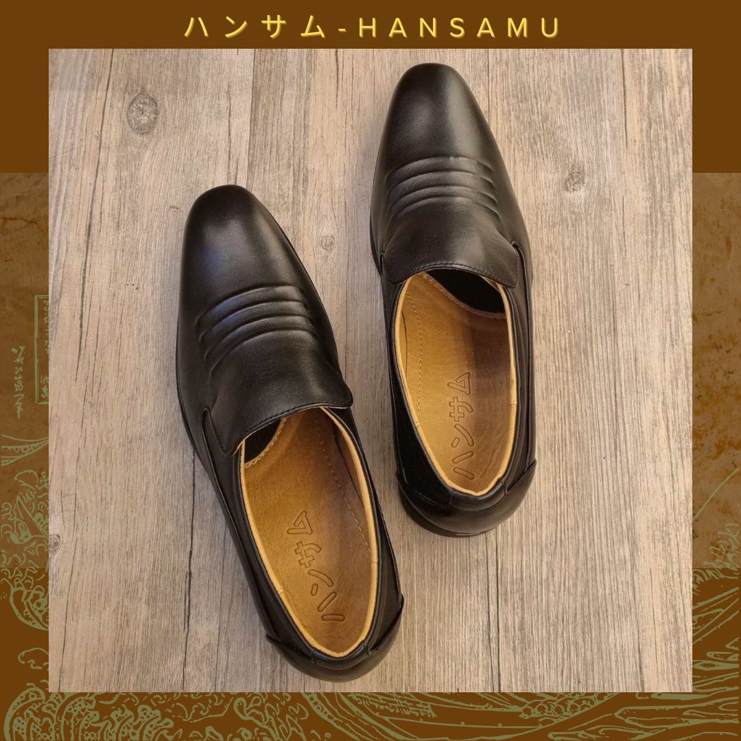 Giày tây Nhật Hansamu Office viền sóng HI Đen