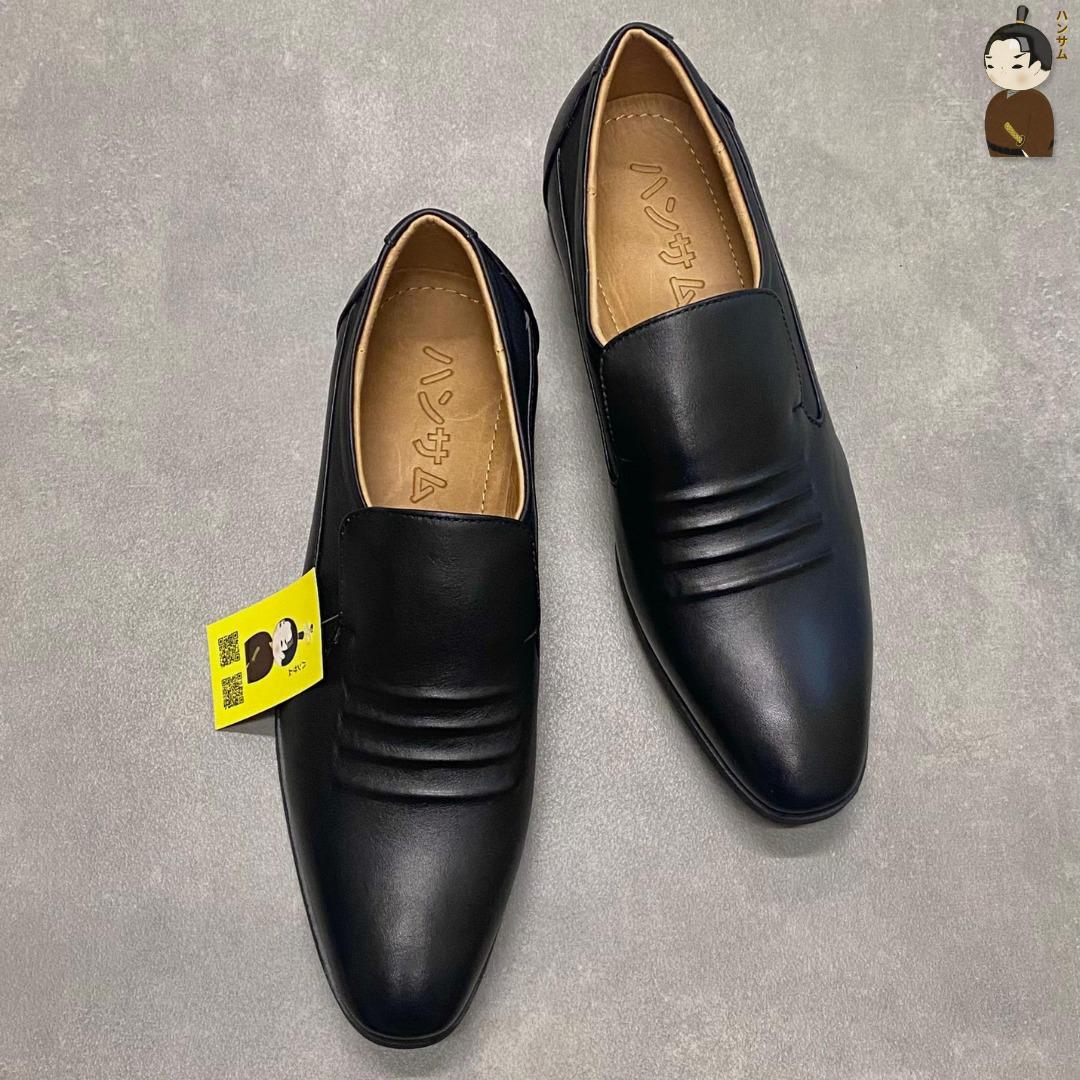 Hansamu Office Japanese wavy edge leather shoes LA Black