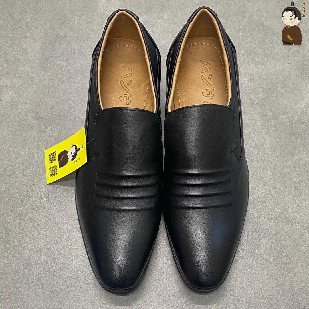 Hansamu Office Japanese wavy edge leather shoes LA Black