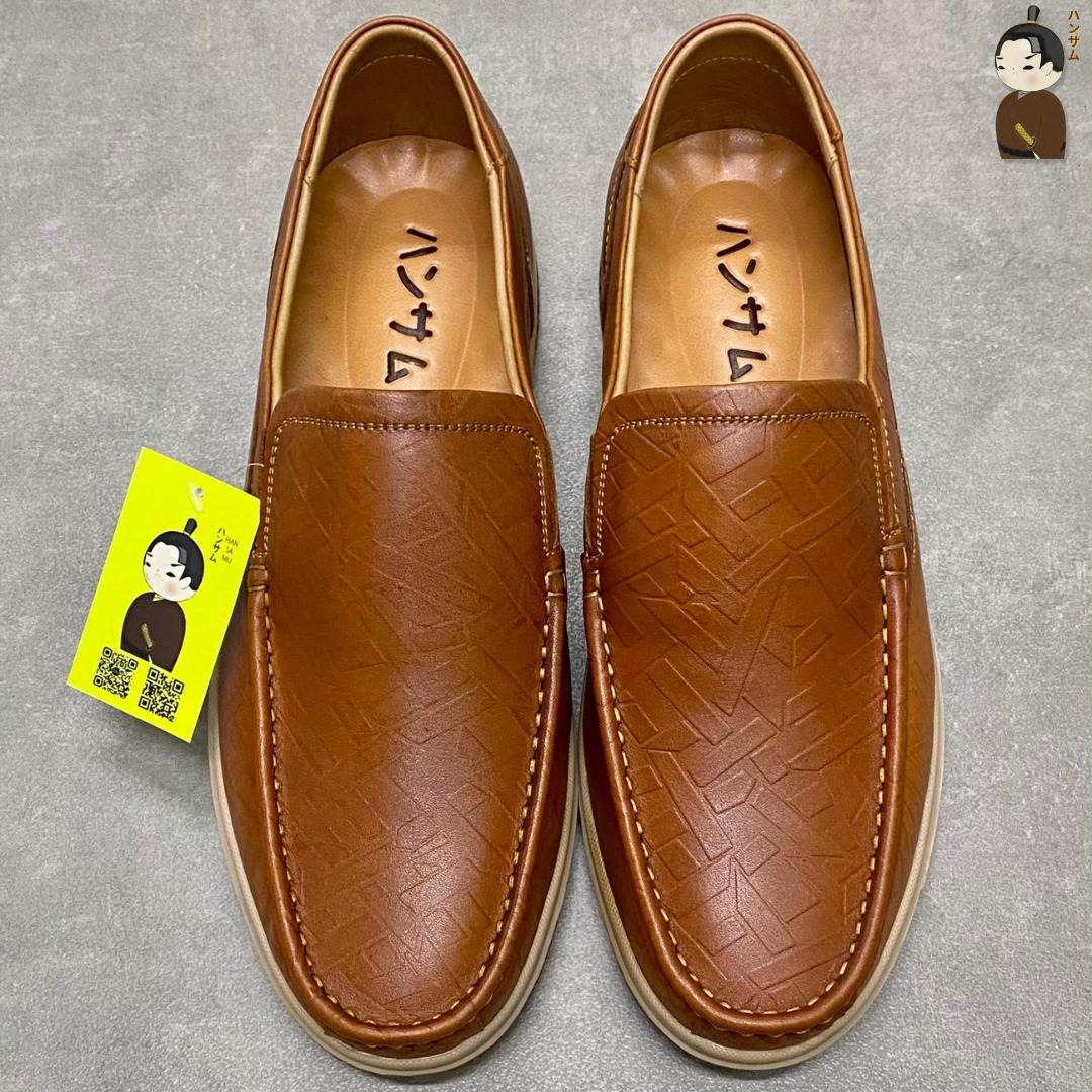 Hansamu Office LA Men&#39;s Brown Wrinkled Leather Loafers