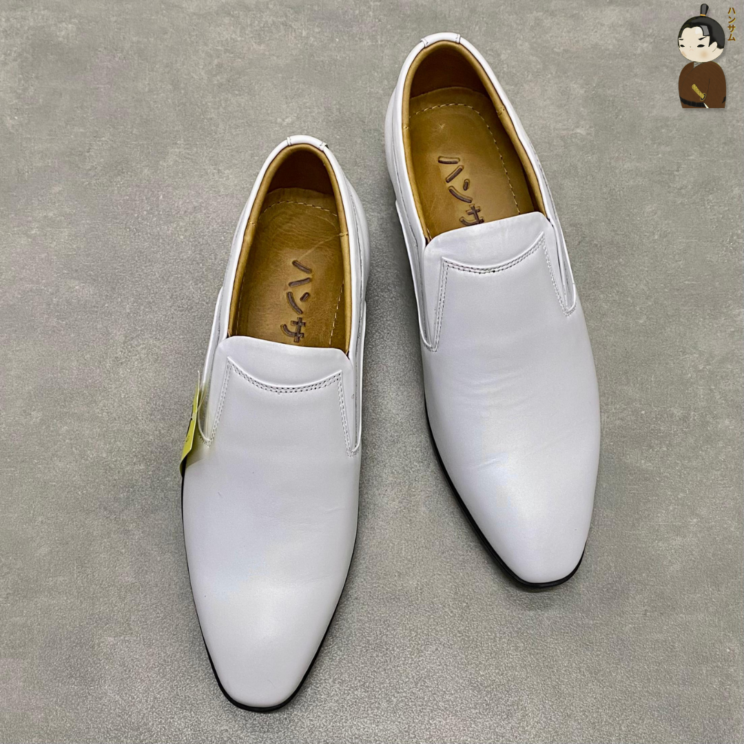 Hansamu smooth leather dress shoes HI White