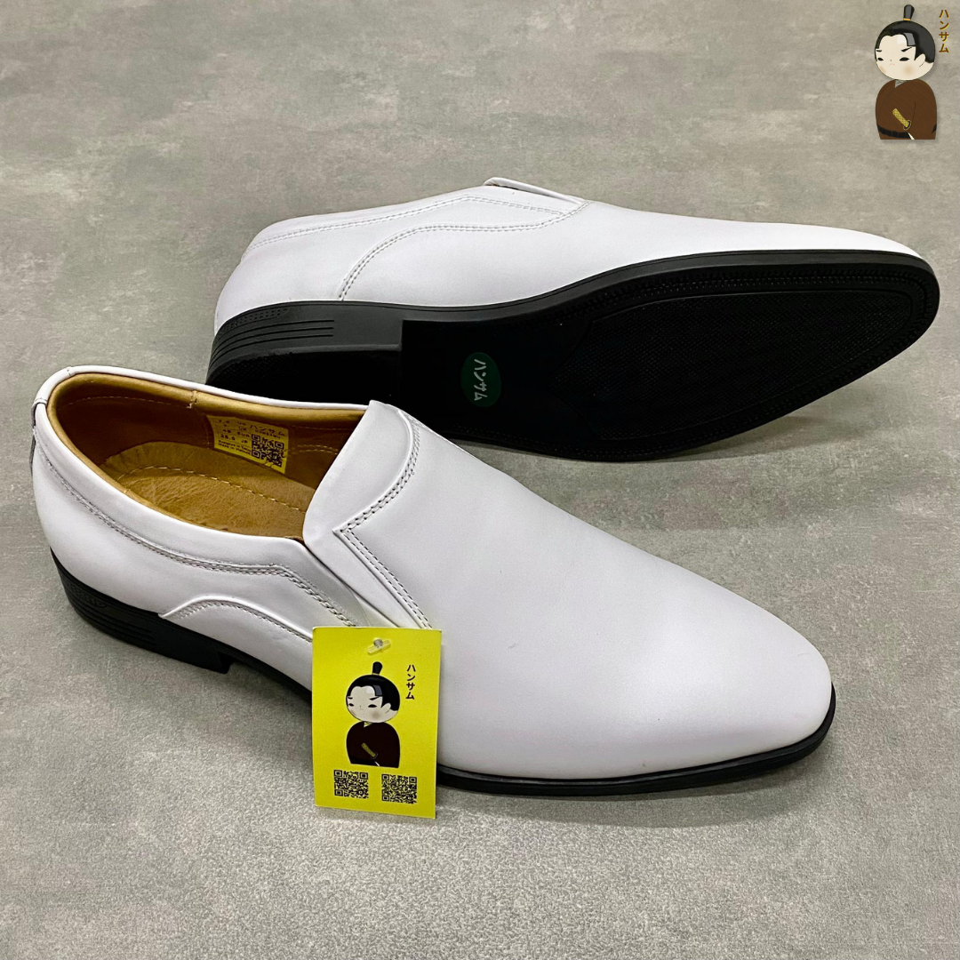 Hansamu smooth leather dress shoes HI White