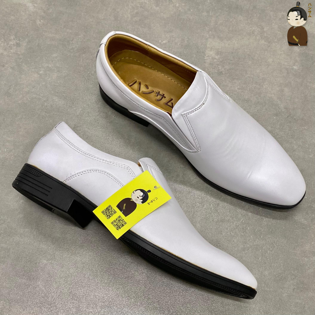 Hansamu smooth leather dress shoes HI White
