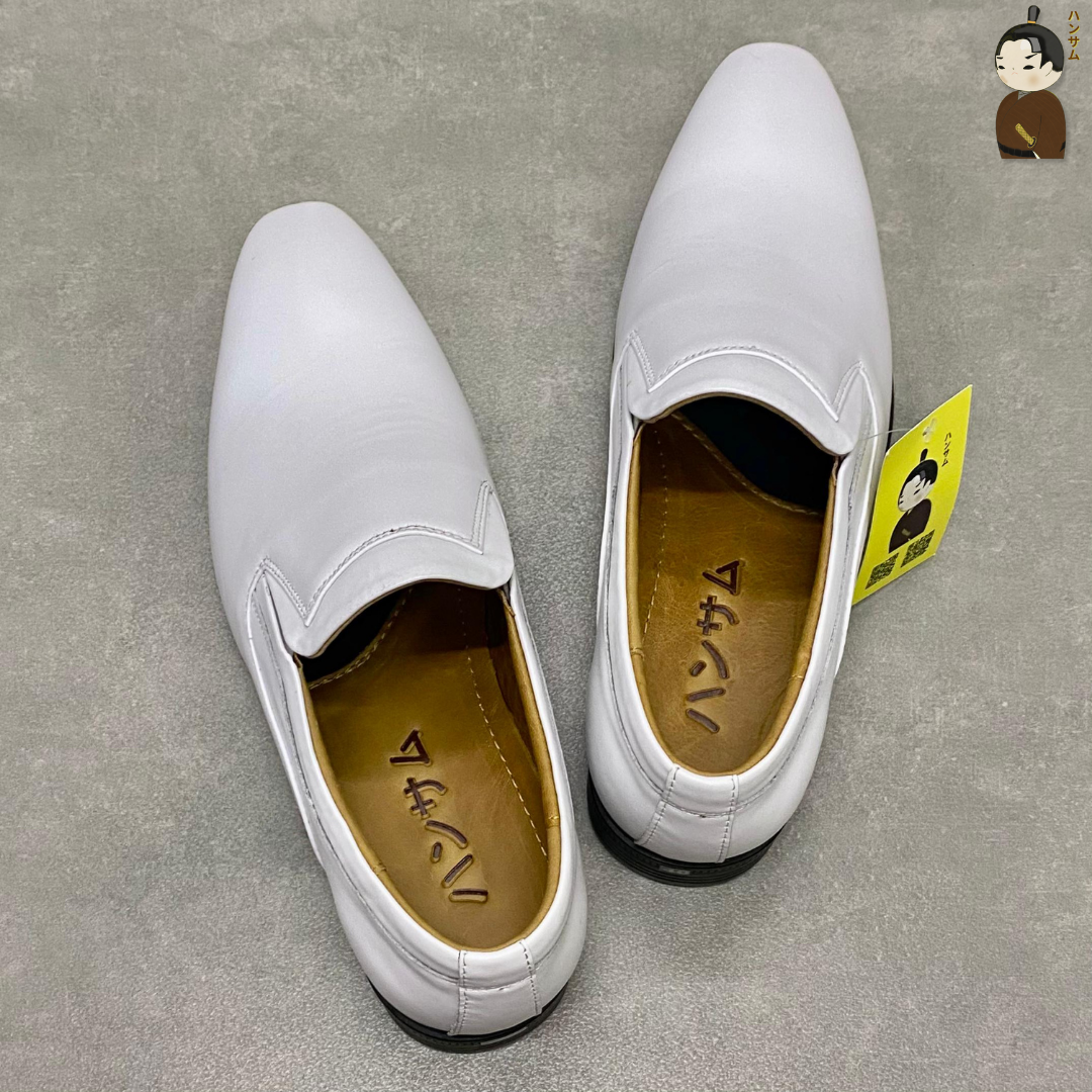 Hansamu smooth leather dress shoes HI White