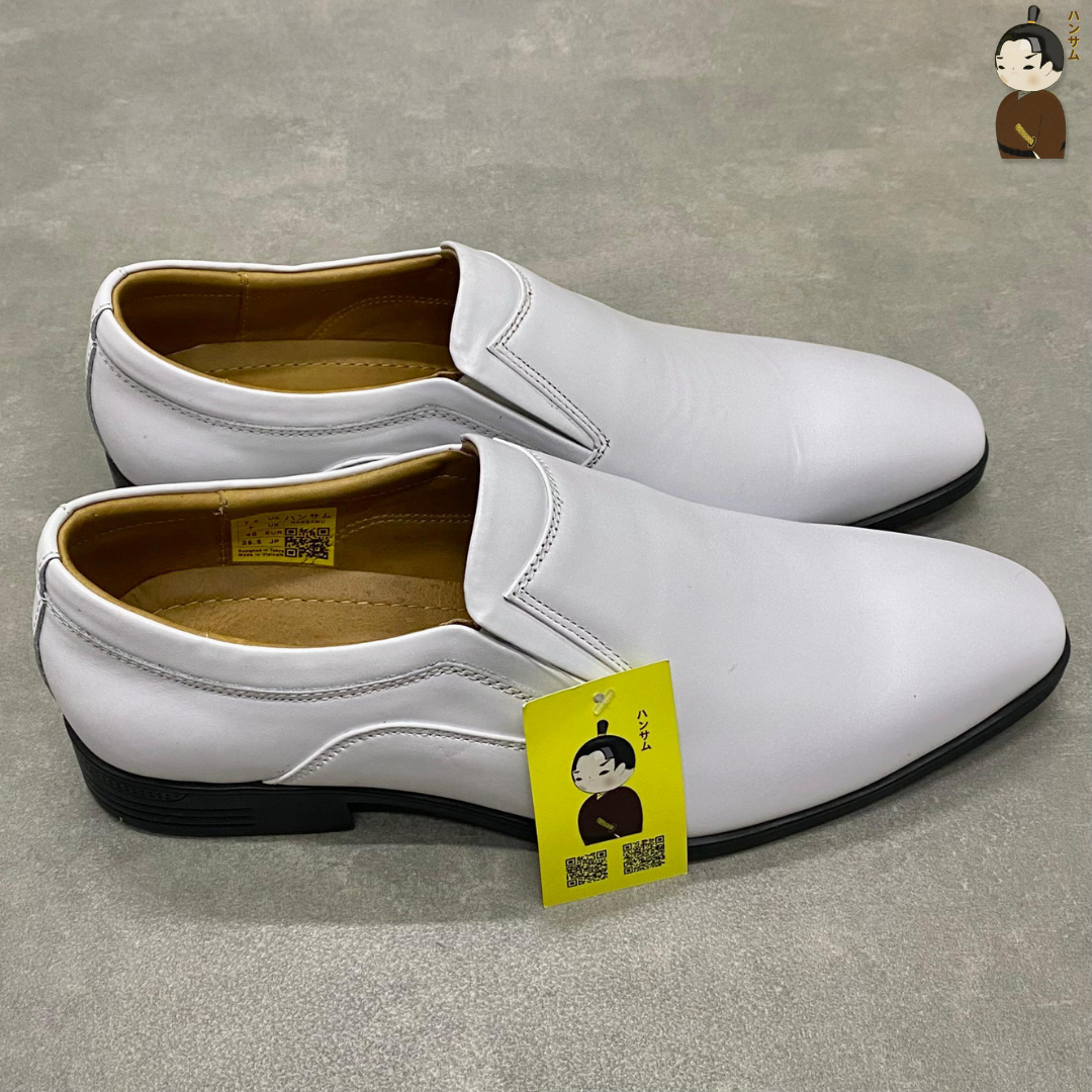 Hansamu smooth leather dress shoes HI White