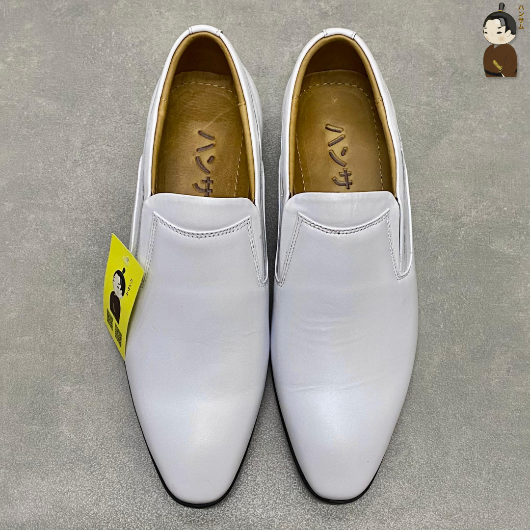 Hansamu smooth leather dress shoes HI White