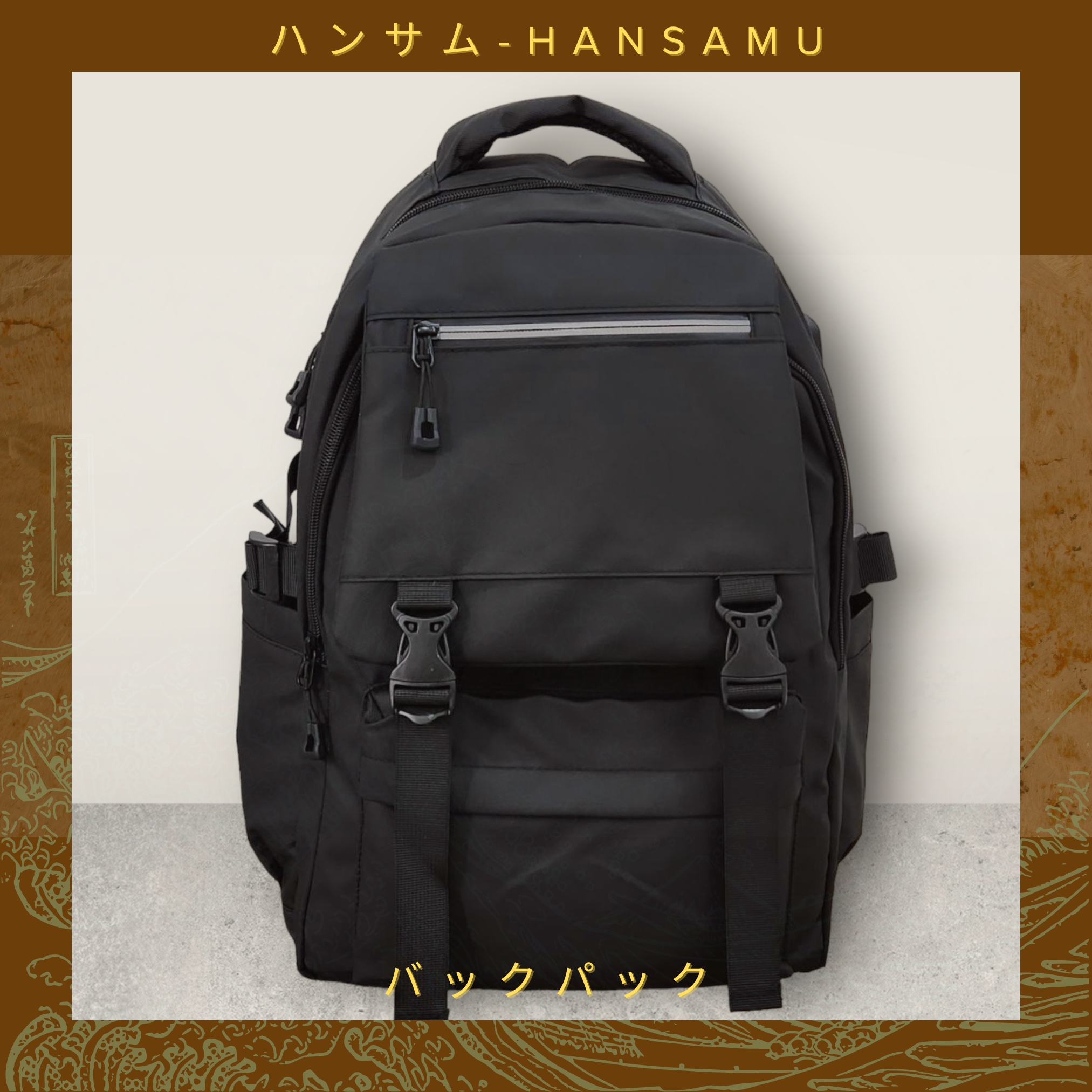 Hansamu versatile waterproof backpack CN Black
