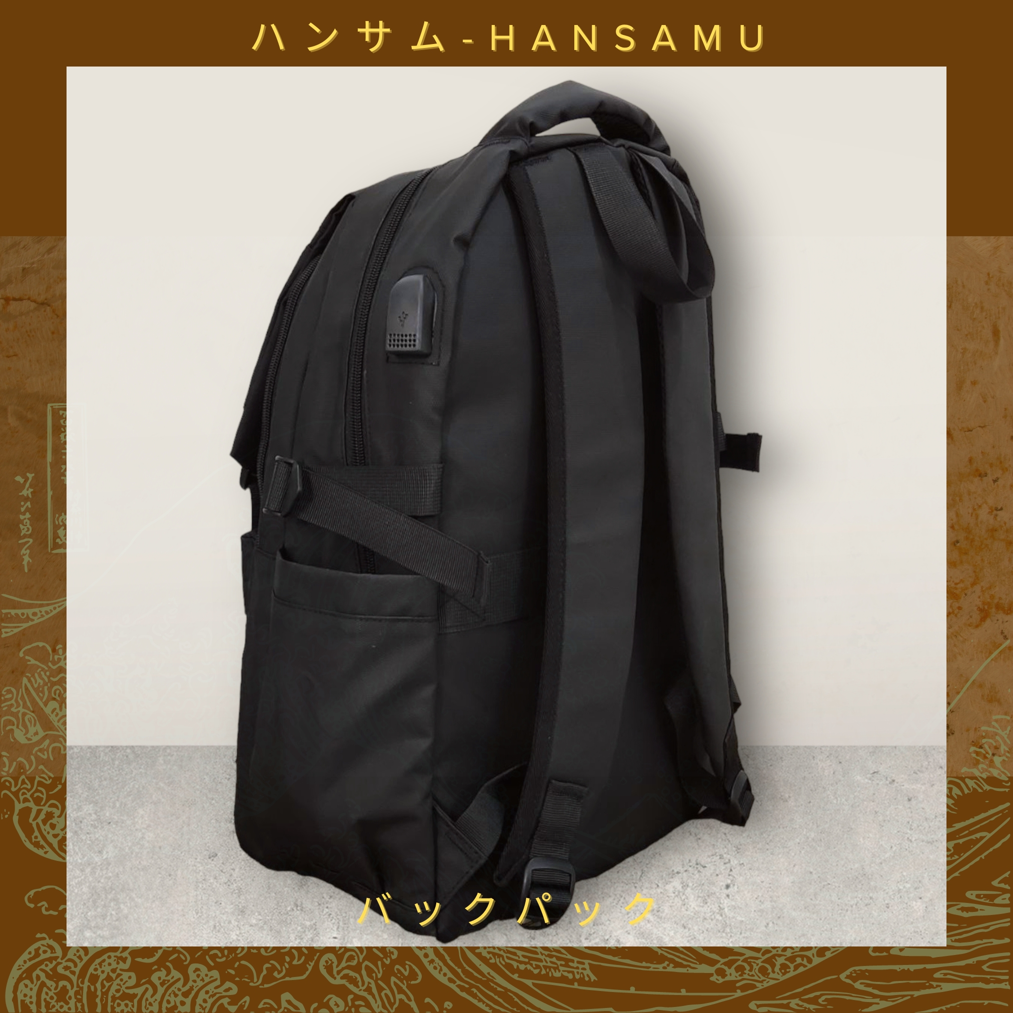 Hansamu versatile waterproof backpack CN Black
