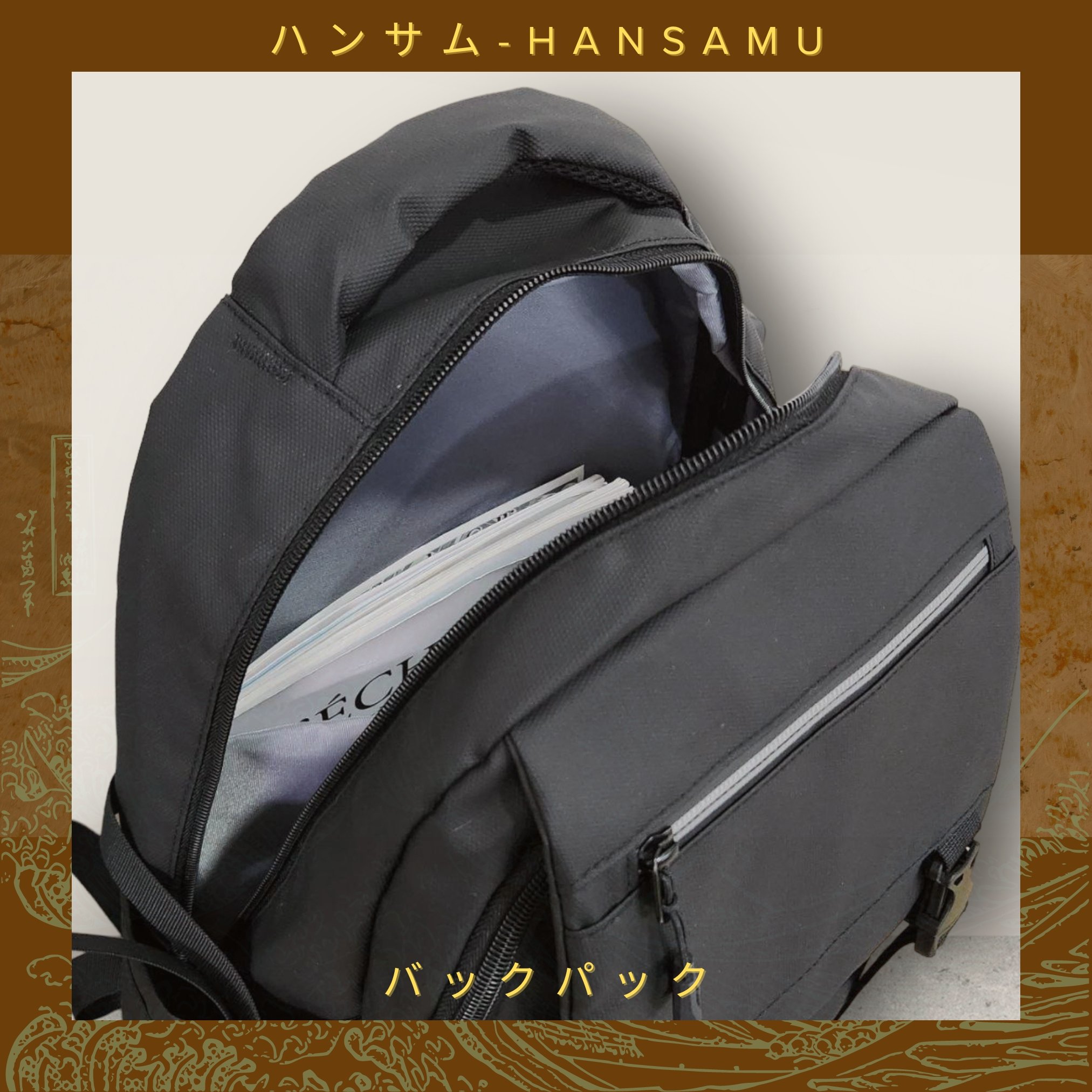 Hansamu versatile waterproof backpack CN Black
