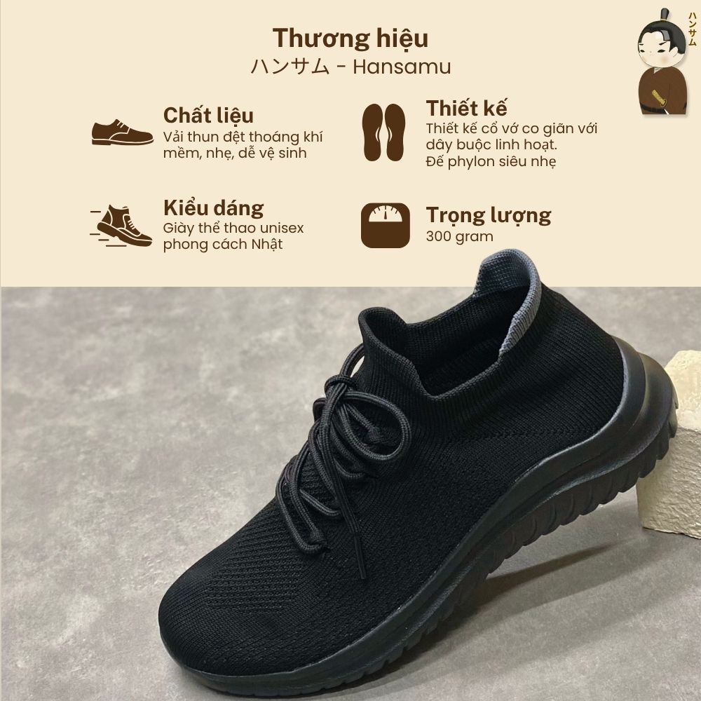 Hansamu Walk BG Unisex Shoes Full Black