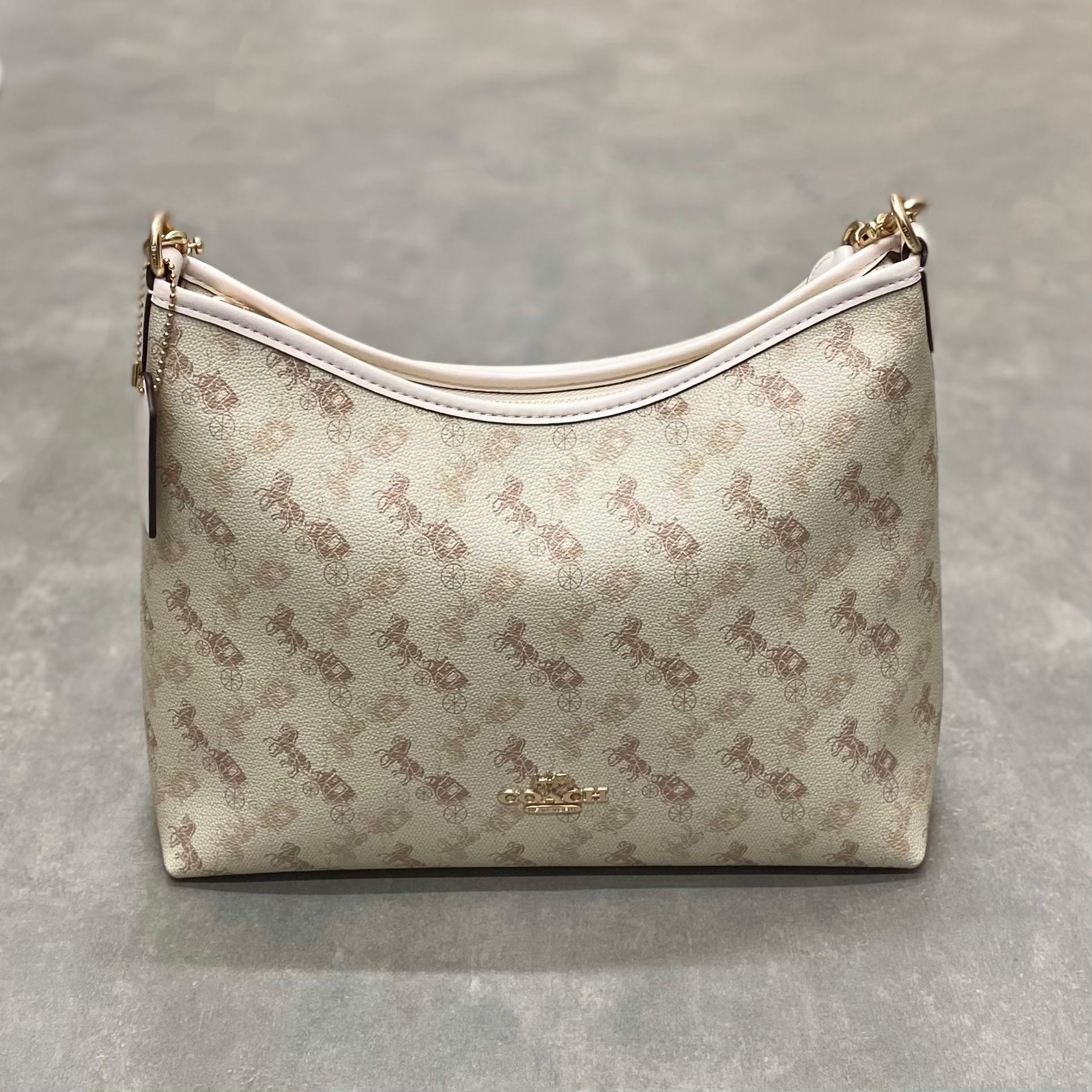 Túi Coach Laurel Shoulder Horse And Carriage Print Bag DS Cream