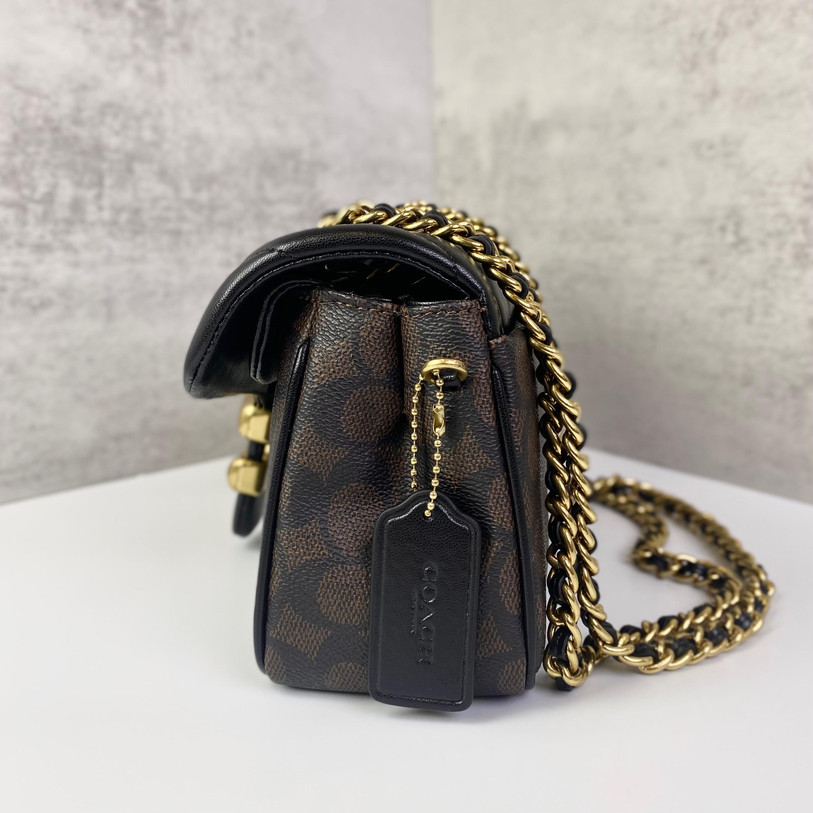 Túi Coach Tabby 26 Shoulder Quilting Canvas DS Black/Gold