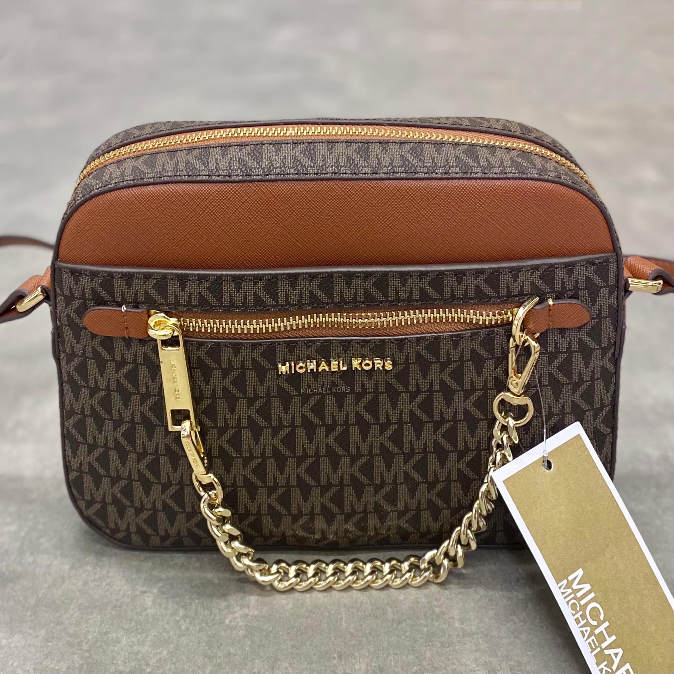 Túi Michael Kors Jet Set Saffiano Leather Crossbody Bag DS Brown