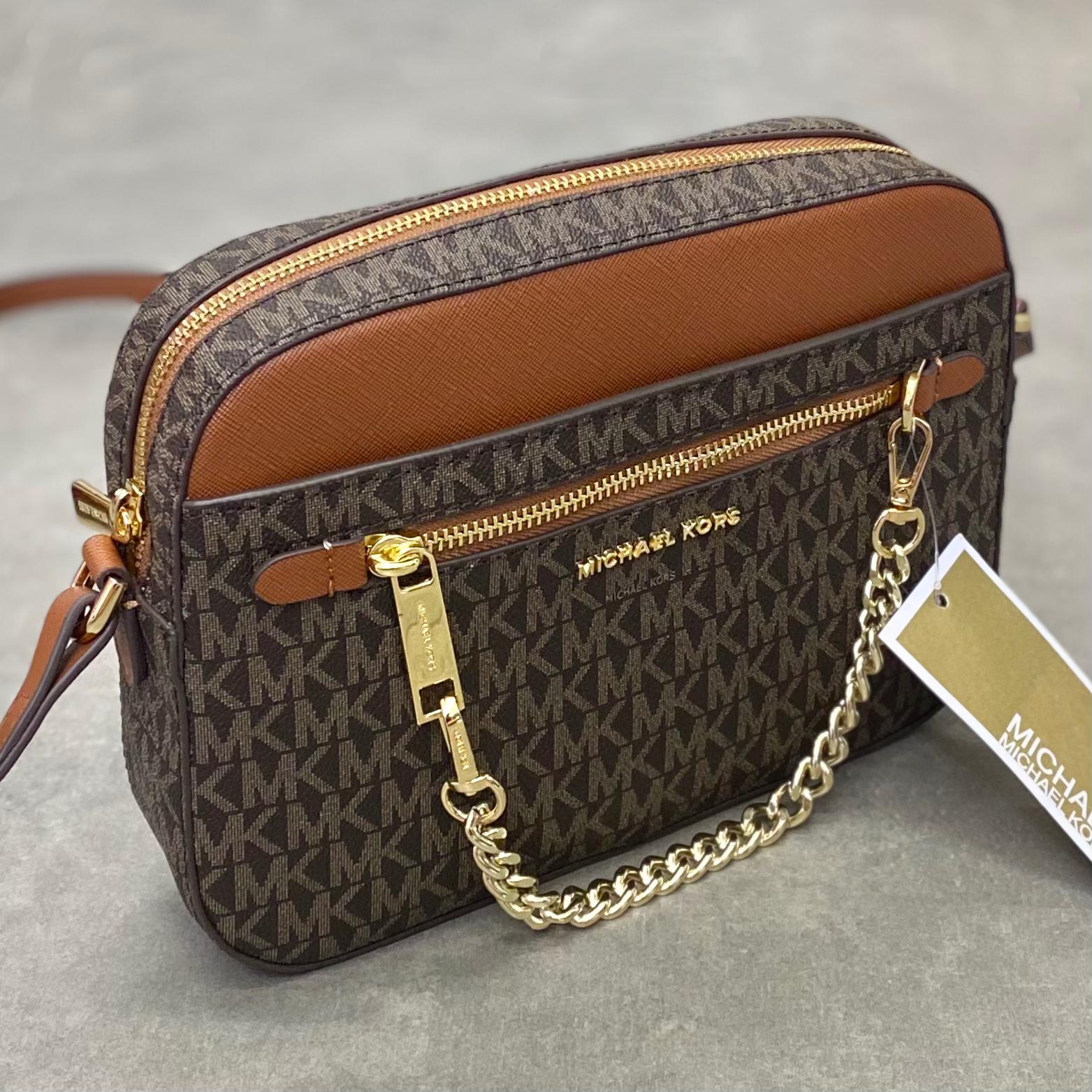 Túi Michael Kors Jet Set Saffiano Leather Crossbody Bag DS Brown