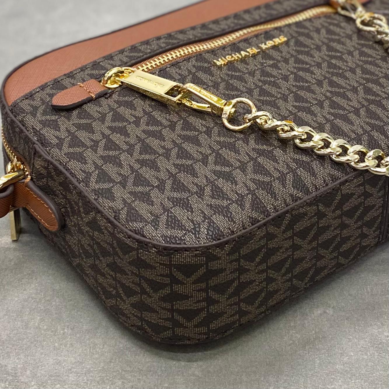 Túi Michael Kors Jet Set Saffiano Leather Crossbody Bag DS Brown