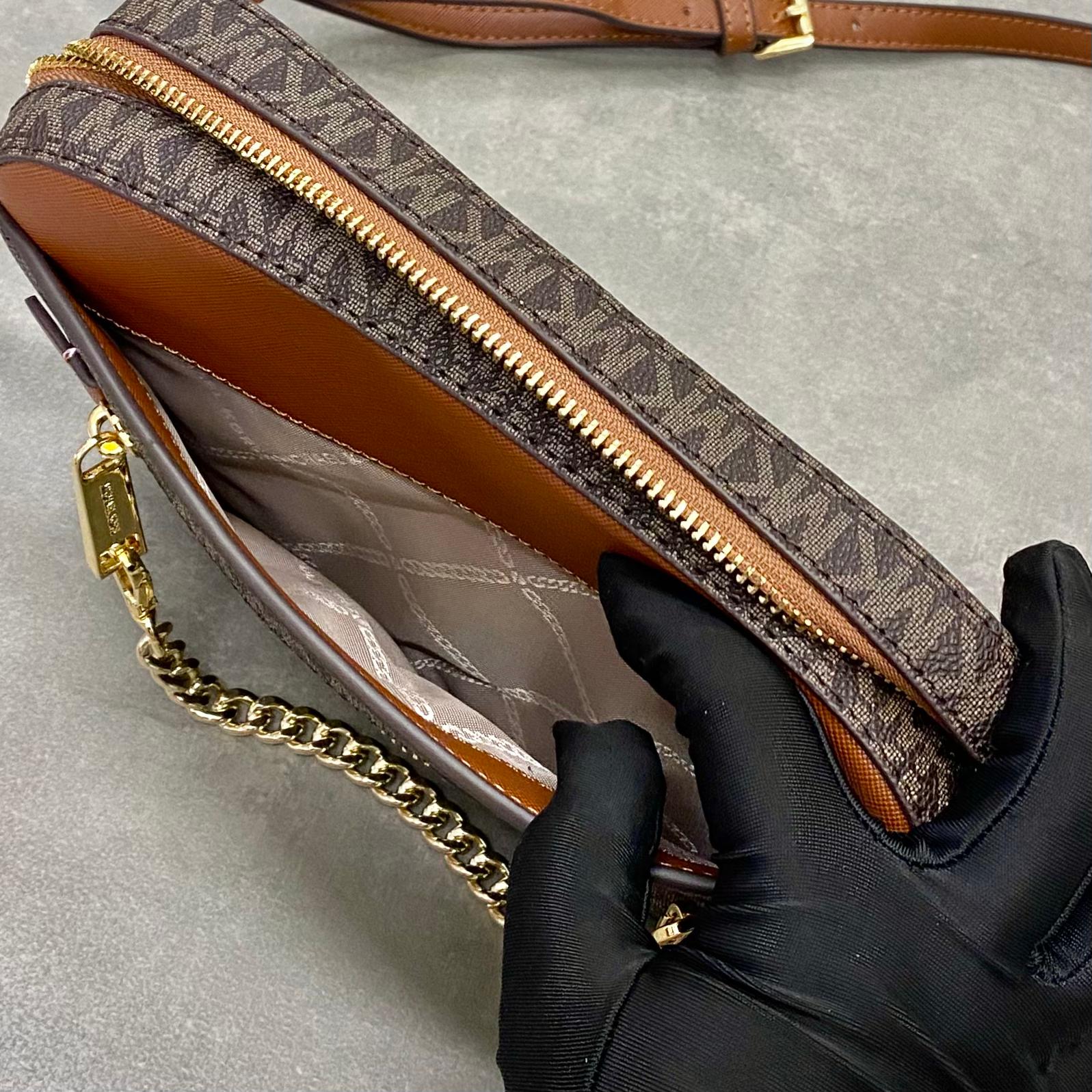 Túi Michael Kors Jet Set Saffiano Leather Crossbody Bag DS Brown