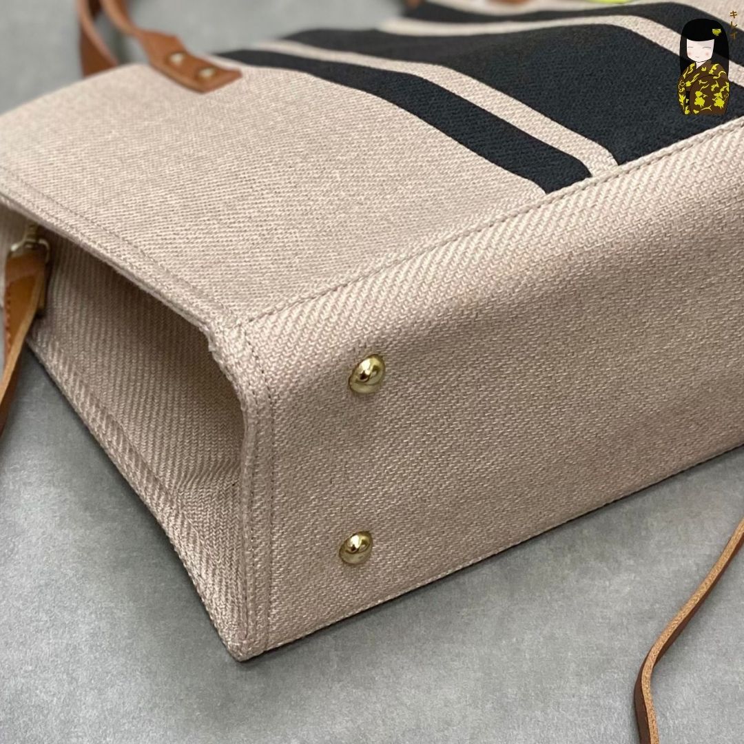 Túi xách Kirei ECO stripes canvas tote HD Nâu đen