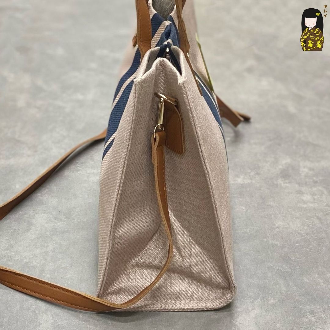 Túi xách Kirei ECO stripes canvas tote HD Nâu xanh
