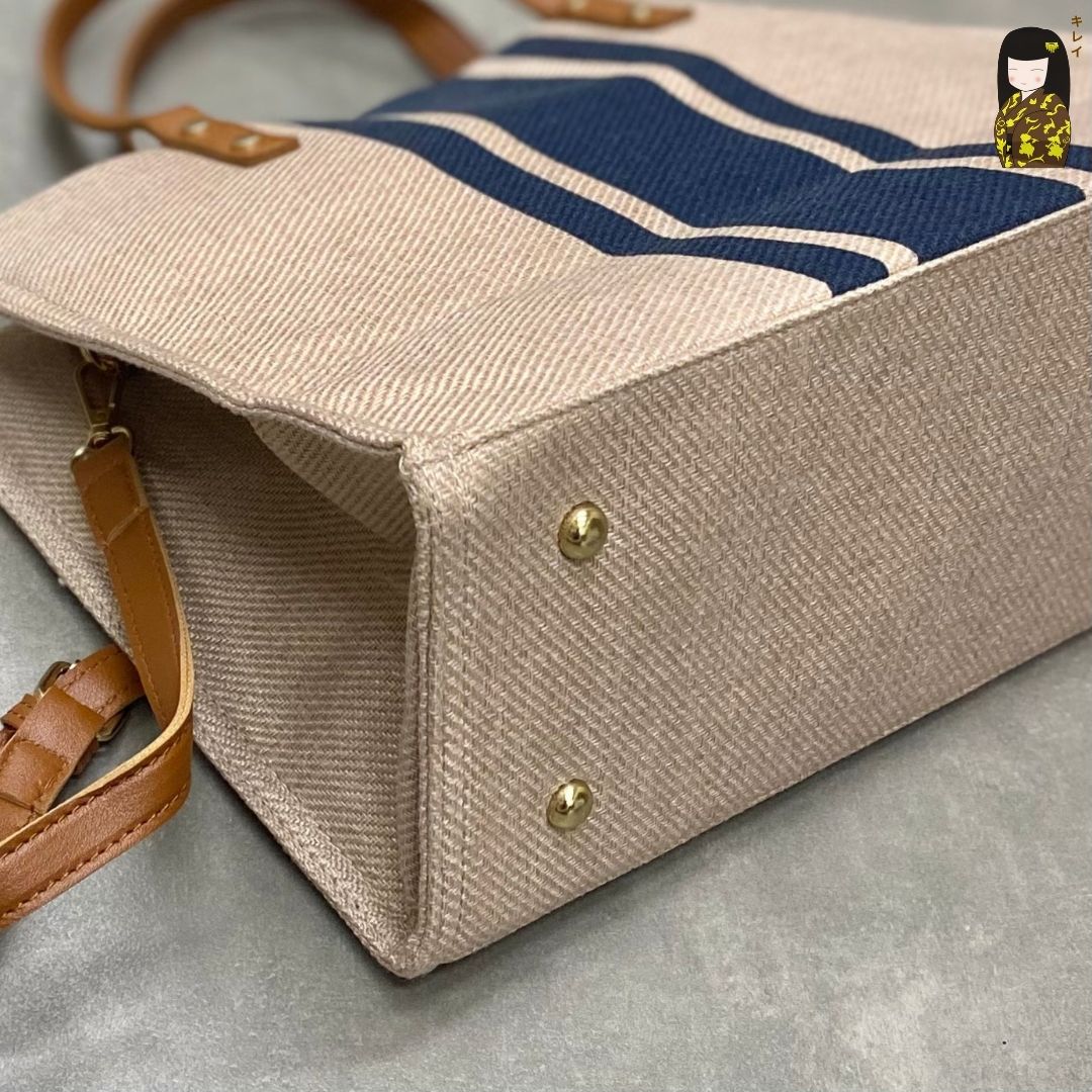 Túi xách Kirei ECO stripes canvas tote HD Nâu xanh