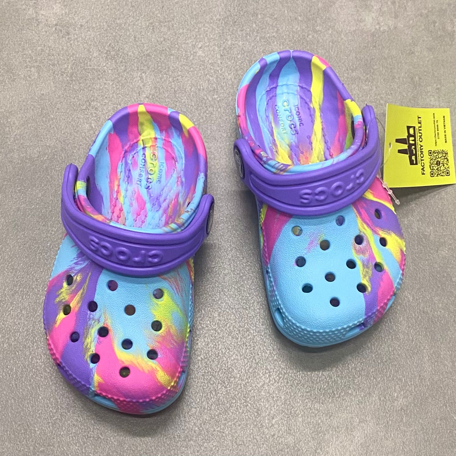 Dép Crocs Kid Classic Clog Loang HN Purple/Pink