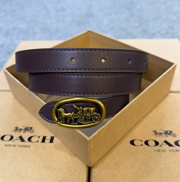 Dây Nịt Coach Logo Horse And Carriage Plaque DS D.Brown