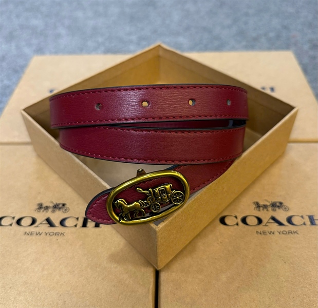 Dây Nịt Coach Logo Horse And Carriage Plaque DS D.Red