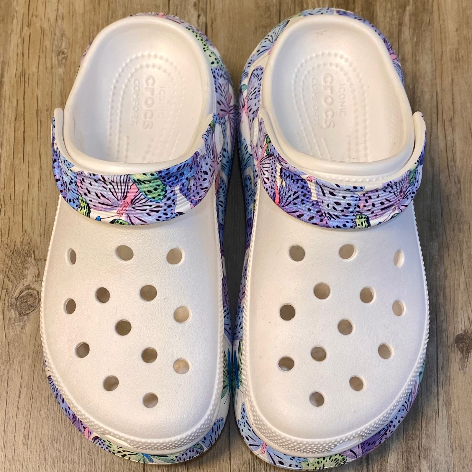 Dép Crocs Clog Crush Butterfly HN White
