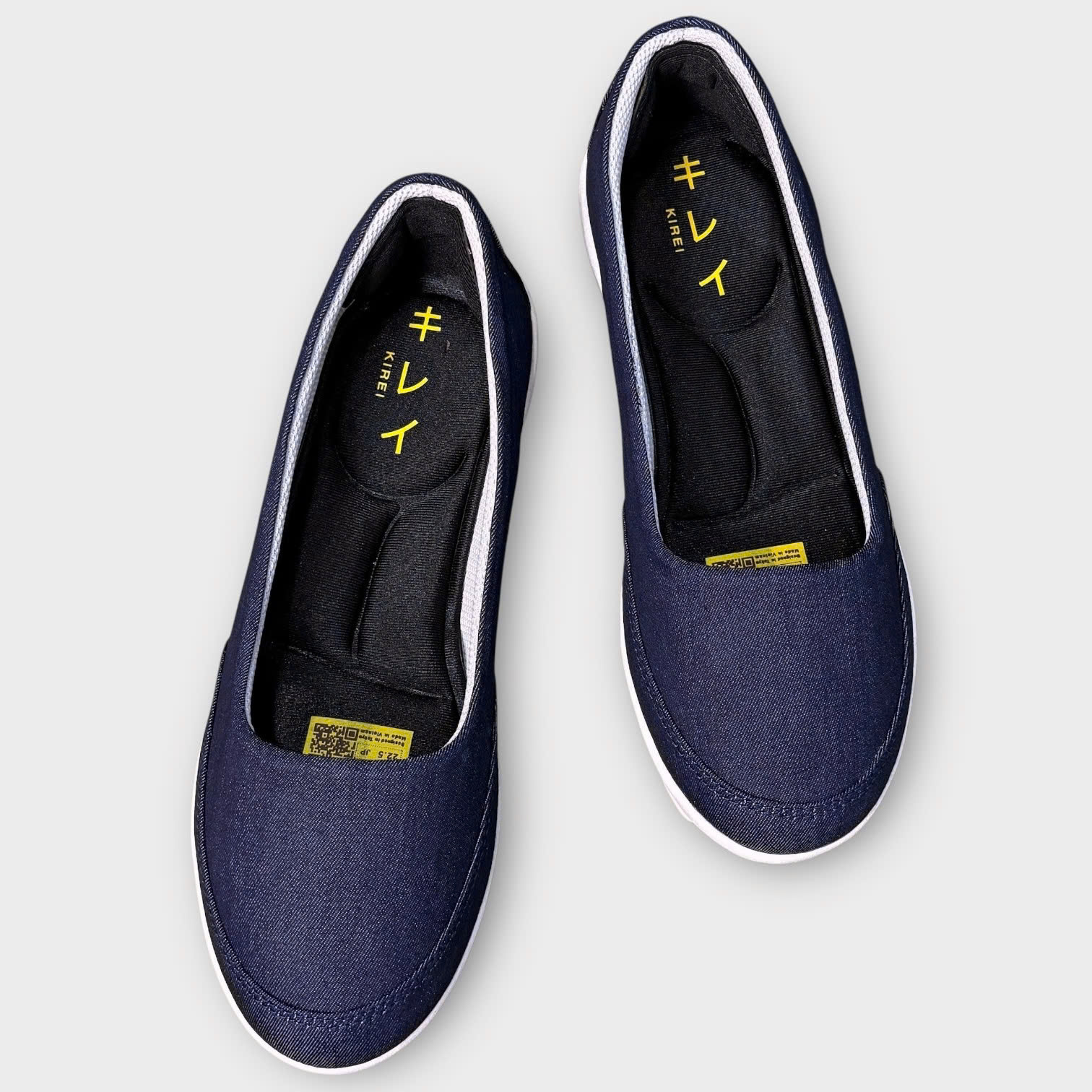 Giày Nhật búp bê Kirei walk canvas đế dẻo KH Xanh