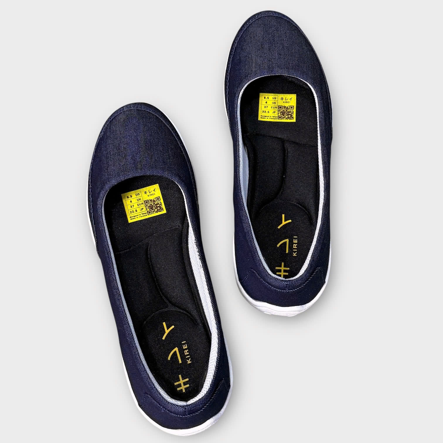 Giày Nhật búp bê Kirei walk canvas đế dẻo KH Xanh