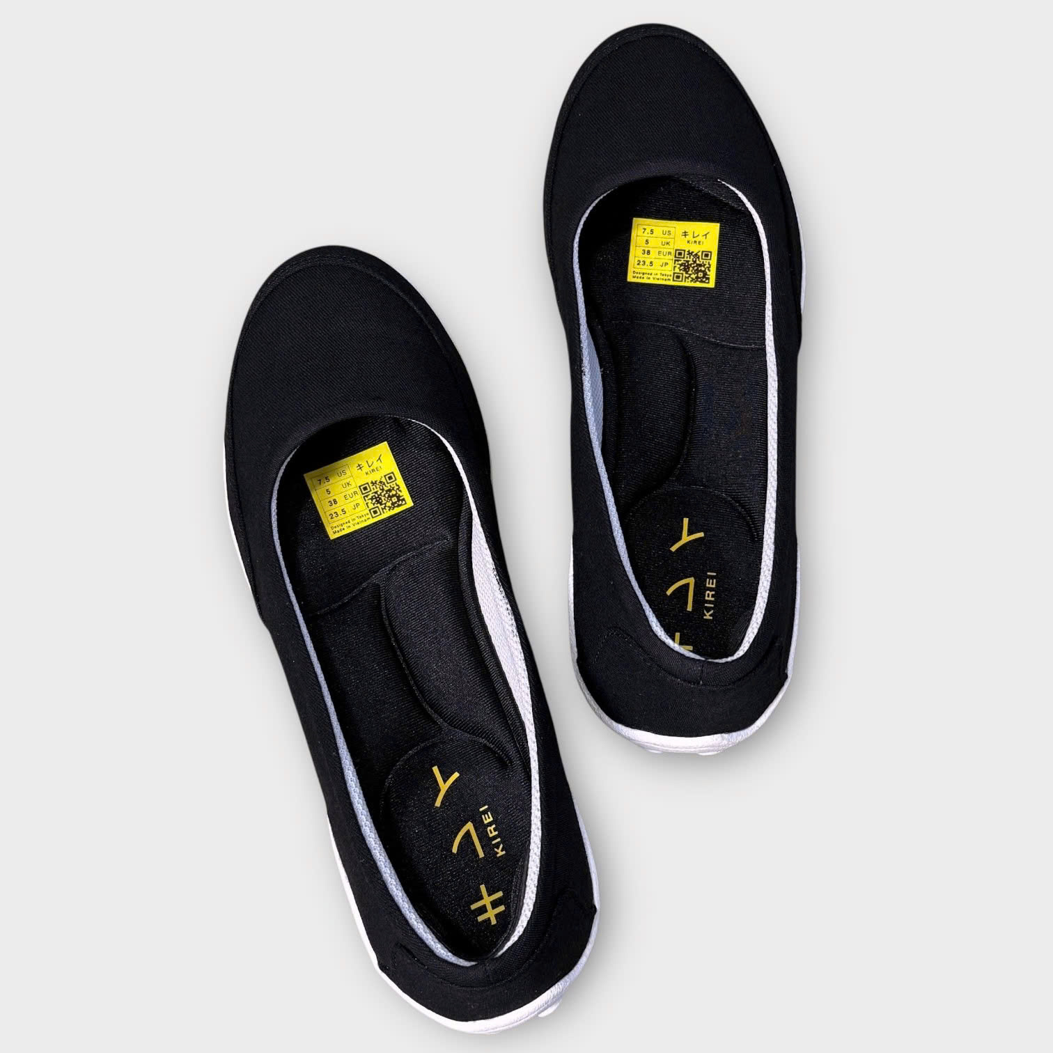 Kirei Walk KH Giày Búp Bê Canvas Đế Dẻo Đen