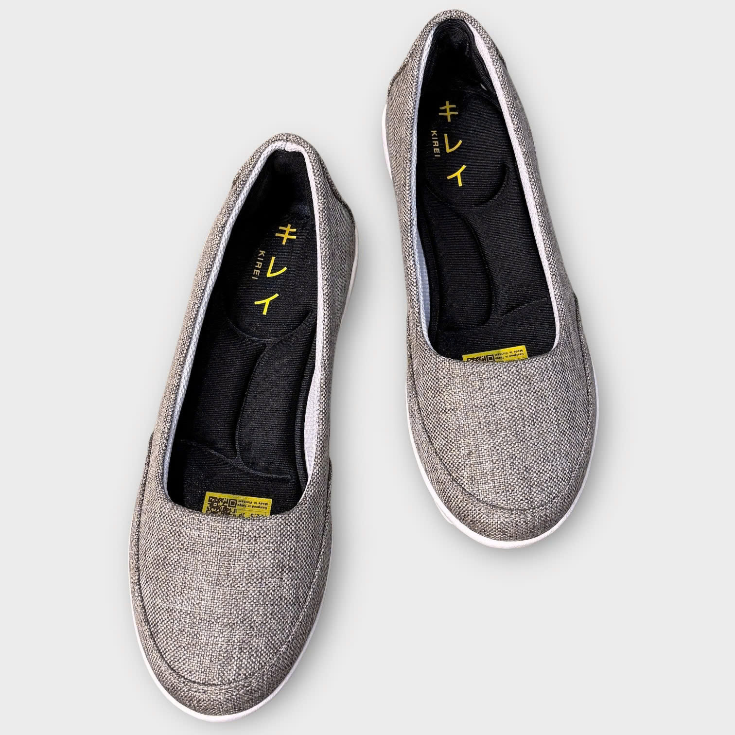 Giày Nhật búp bê Kirei walk canvas đế dẻo KH Xám