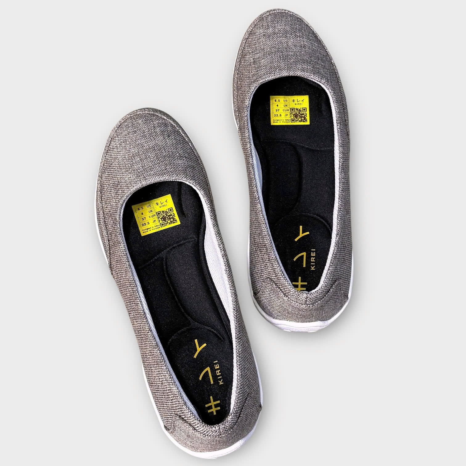 Kirei Walk KH Giày Búp Bê Canvas Đế Dẻo Xám